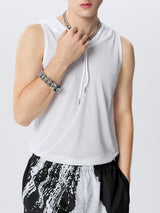 Mens Mesh See Through Sleeveless Hooded Vest SKUK48144