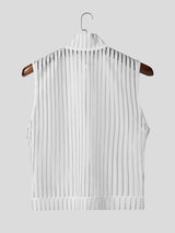 Men's Sheer Striped Zip Up Tank SKUL55297