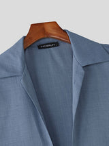 Men's Solid Color Half Placket Lapel Two Pieces Outfit SKUL39769