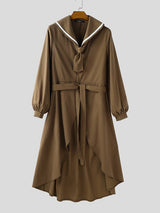 Men's Solid Color Long Hem Sailor Collar Two Pieces Outfit SKUL32863