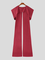 Mens Solid Color Split Hem Wide-Shoulder Cape SKUL08464