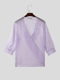Mens Solid Color Matte 3/4 Sleeve T-Shirt SKUK61562