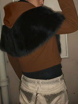 Men's Faux Fur Patchwork Hooded Long Sleeve Jacket SKUL42266