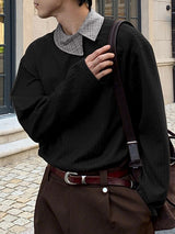 Men's Asymmetric Placket Versatile Long Sleeve Shirt SKUL40163