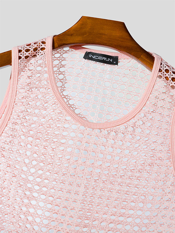 Mens Solid Color Sheer Mesh Tank SKUL08550