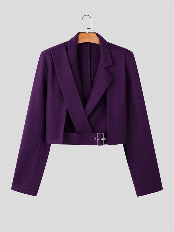 Mens Cross-Design Cropped Long-Sleeve Blazer SKUK89332