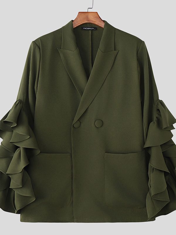 Men's Ruffled Patchwork Long Sleeve Blazer SKUL33086