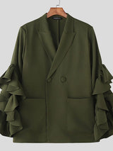 Men's Ruffled Patchwork Long Sleeve Blazer SKUL33086