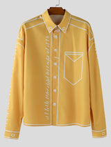 Men's Line Contrast Long Sleeve Shirt SKUL26064