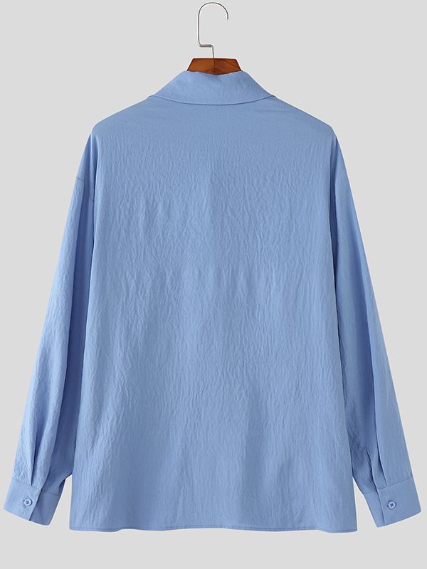 Men's Striped Lace Print Long Sleeve Shirt SKUL40708