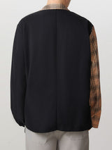 Mens Plaid Patchwork Long Sleeve Blazer SKUK76960