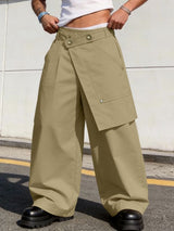 Men's Asymmetrical Wrap Waist Wide Leg Utility Techwear Cargo Pant SKUL60024