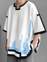 Men's Contrast Color Mosaic Print Short Sleeve T-shirt SKUL37593