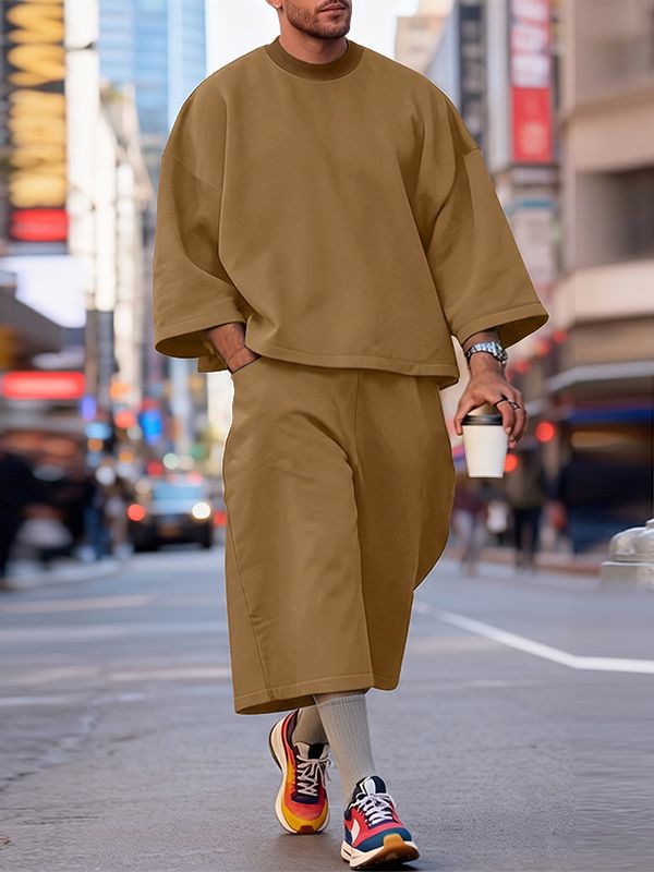 Men's City Boy Minimalist Oversized Dropped Shoulder Two Pieces Outfit SKUL75665