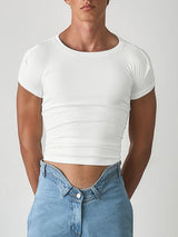 Men's Deconstructed Open Back Short Sleeve T-shirt SKUL50141