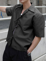 Mens Casual Drawstring Short Sleeve Shirt SKUL08520