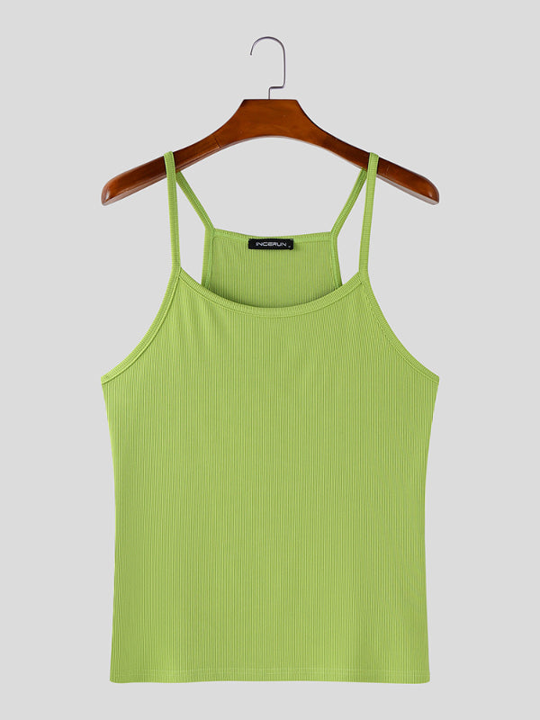 Mens Solid Color Knit Casual Tank SKUL18717
