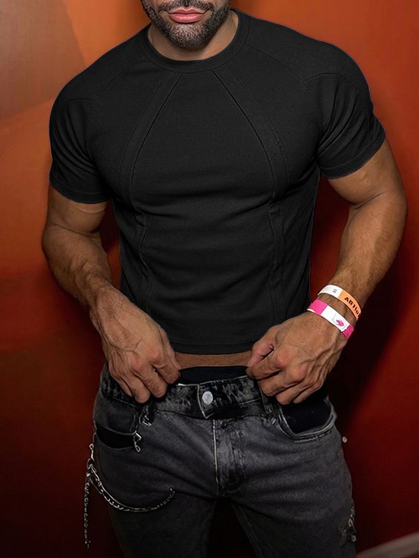 Men's Deconstructed Textured Short Sleeve T-shirt SKUL54623