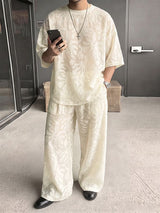 Men's Avant-Garde Sheer Burnout Pattern Oversized Two Pieces Outfit SKUL75696