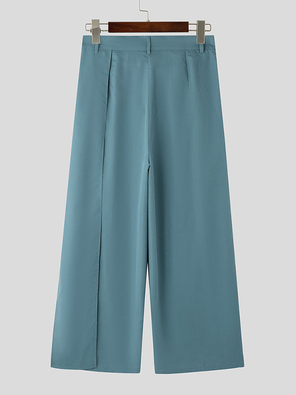 Mens Solid Color Layered Wide-Leg Pant SKUK97745