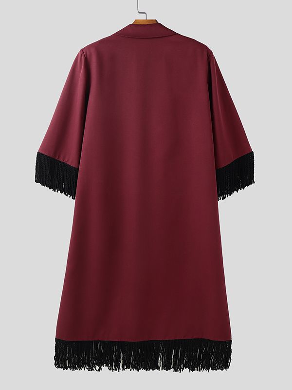 Men's Tassel Patchwork Long Casual Blazer SKUL35040