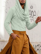 Men's Deconstructed Hooded Pocket Long Sleeve T-shirt SKUL51255