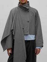 Men's Draped Cape Patchwork Cropped Long Sleeve Blazer SKUL27267