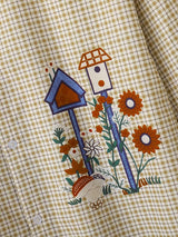 Men's Cartoon Print Plaid Contrast Collar Long Sleeve Shirt SKUL42673