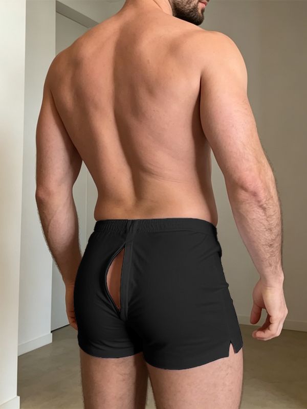 Men's Avant-Garde Rear Zipper Cutout Body-Con Athletic Short SKUL64154