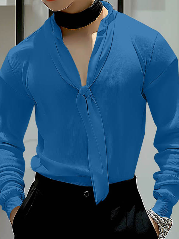 Mens Ribbon Knot Design Long Sleeve T-Shirt SKUK73659