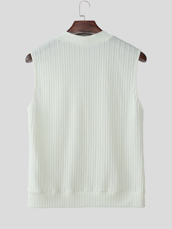 Mens Solid Color Textured Casual Tank SKUL15583