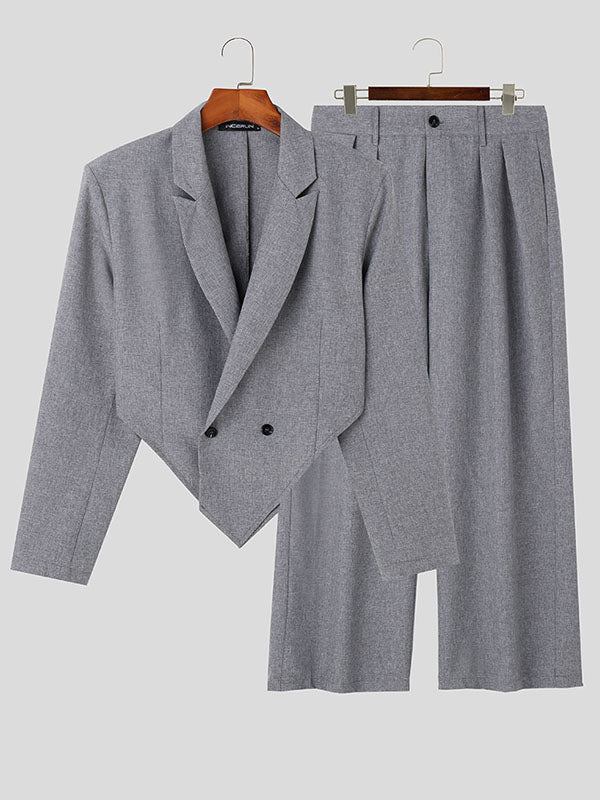 Mens Irregular Hem Blazer Two Pieces Outfits SKUK22854