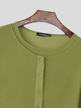 Men's Faux Two Piece Sheer Henley Neck Long Sleeve T-shirt SKUL41302