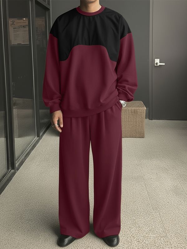 Men's Contrast Color Casual Two Piece Outfit SKUL45256