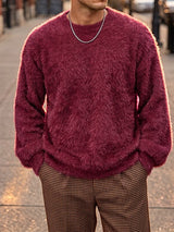Mens Plush Crew Neck Loose Pullover Sweater SKUK29419