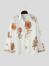 Mens Beach-Style Floral Print Long Sleeve Shirt SKUK71150