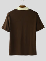 Men's Colorblock Neck Short Sleeve Shirt SKUL21315
