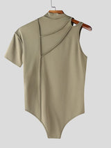 Men's Asymmetric One Shoulder High Neck Bodysuit SKUL50539