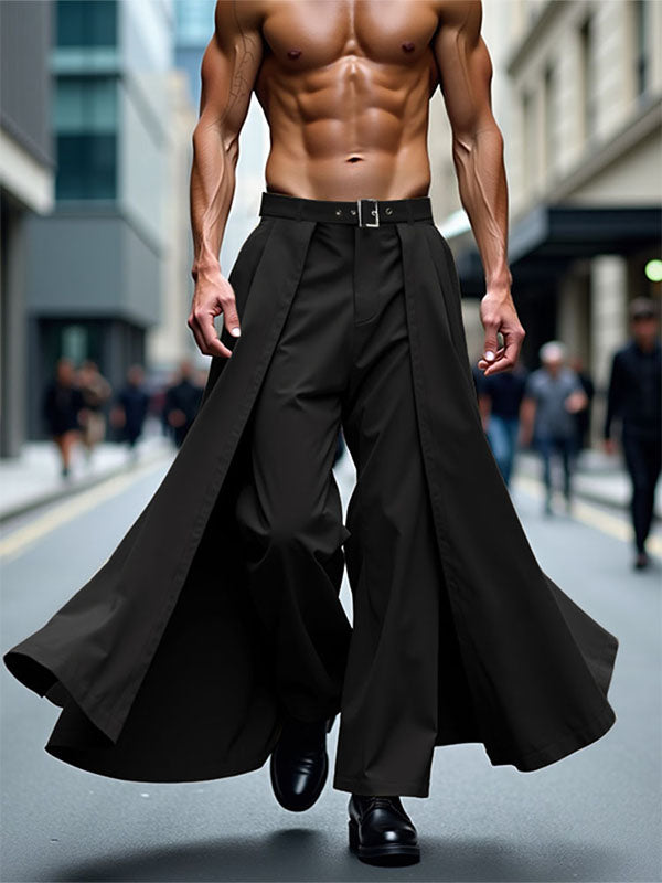 Mens Side Long Hem Patchwork Casual Pant SKUL11910