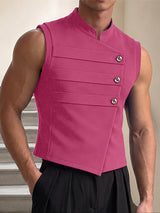 [Pre-order] Men's Victorian Vintage Evening Gala Hussar Pleated Metal Button Asymmetric Waistcoat SKUL88529