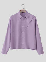 Men's Solid Color Deconstructed Long Sleeve Shirt SKUL39031