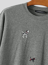 Men's Cartoon Puppy Embroidered Short Sleeve T-Shirt SKUL38902