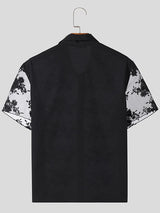 Mens Sexy Lace Floral Print Sheer Shirt SKUK63974