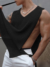 Mens Fishing Net Hollow Slit Hem Tank Top SKUK02705