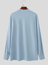 Men's Knit Pocket Crew Neck Long Sleeve T-shirt SKUL39775