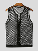 Mens Sheer Mesh Drawstring Tie Tank SKUL16678