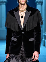 Men's Fringe Patchwork Casual Long Sleeve Blazer SKUL28162