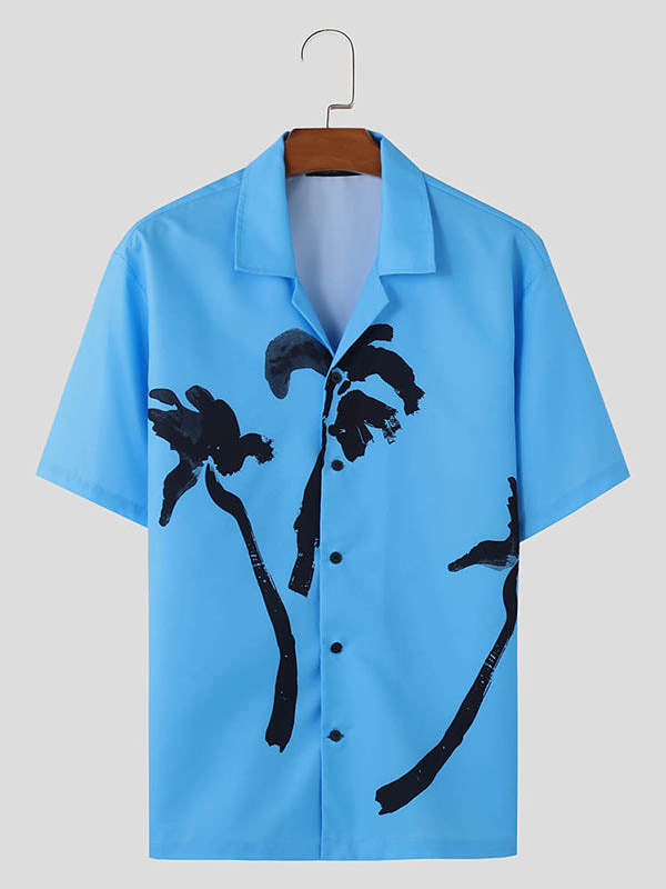 Mens Palm Tree Print Short-Sleeve Shirt SKUK67191