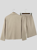 Mens Solid Color Minimalist Loose Two Pieces Outfit SKUK98812