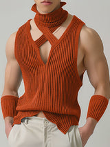 Mens Fashion Ribbed Knit High-Neck Tank SKUK69952